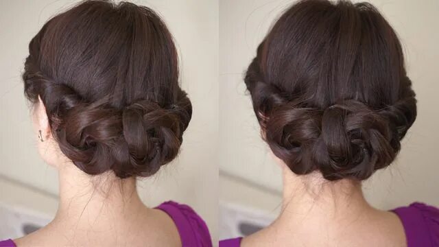 Прическа шпильками на средние волосы Graceful Twist & Braid Low Chignon for Wedding Flower braids, Hair styles, Braid