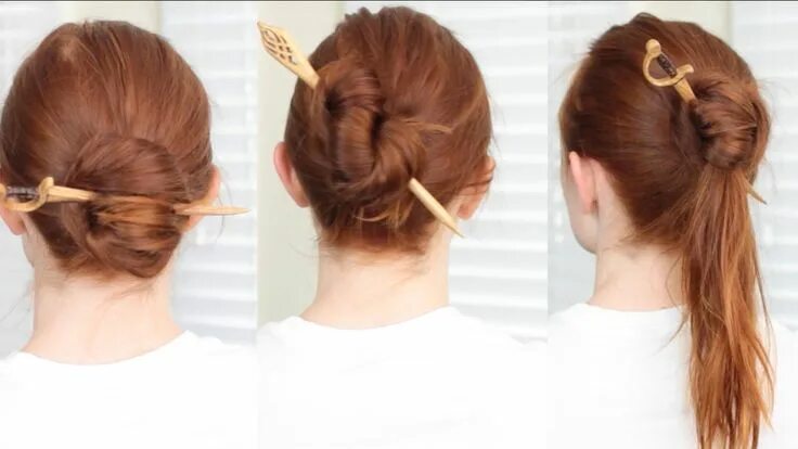 Прическа шпильками на средние волосы Quick and Easy Bun Hairstyles