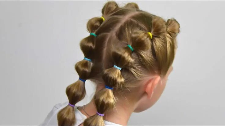 Прическа силиконовыми резиночками на короткие волосы Double Bubble Braids ★ EASY Elastic HAIRSTYLE (Little girls hairstyles ... Girls