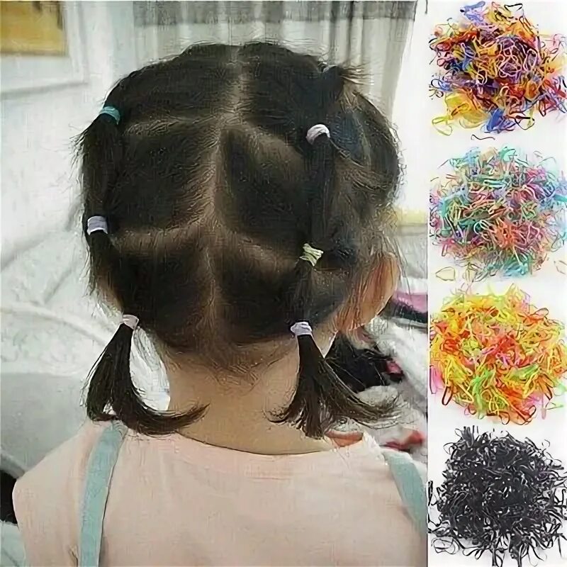 Прическа силиконовыми резиночками на короткие волосы 1000 Pcs Baby Girl Kid Tiny Small Rubber Elastics Bands Hair Ties Bright Colors 