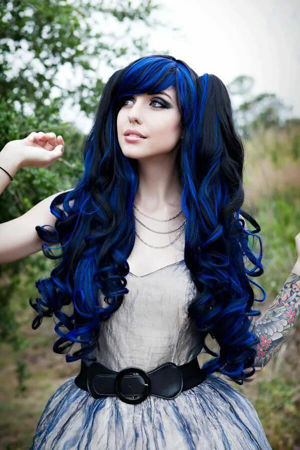 Прическа синие волосы Black & Blue Hair, wig but i looks awesome Colore capelli sfumature, Capelli da 