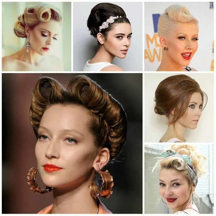 Прическа стиляги для женщин на средние Love this hairstyle.. #mediumpromhairstyles Vintage hairstyles, Prom hairstyles 