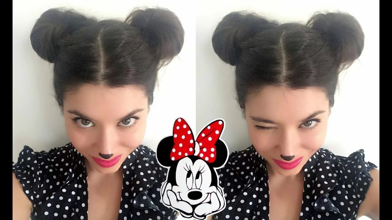 Прическа ушки для девочки Minnie Mouse Ears with Hair- Bear Ears with Hair ♡ - YouTube