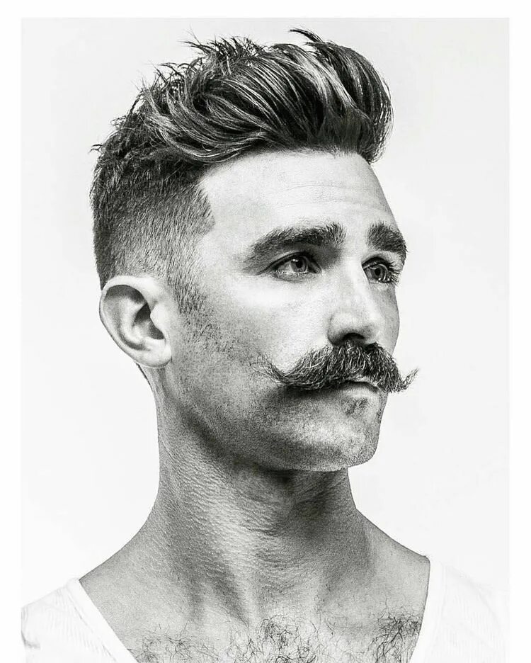 Прическа усы Manly hairstyle / smooth curled on top & slick sides & slick backed Mustache sty