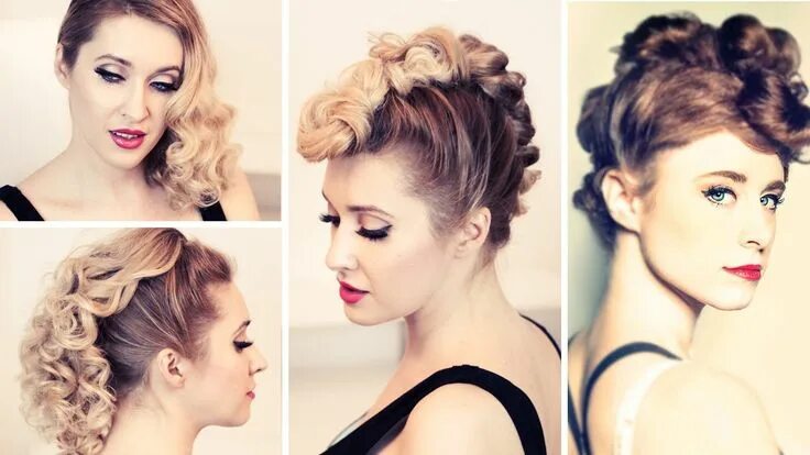 Прическа в клуб на средние 3-in-1 hair tutorial: Kiesza'a faux hawk hairstyle, retro curls, glam ro... Vint