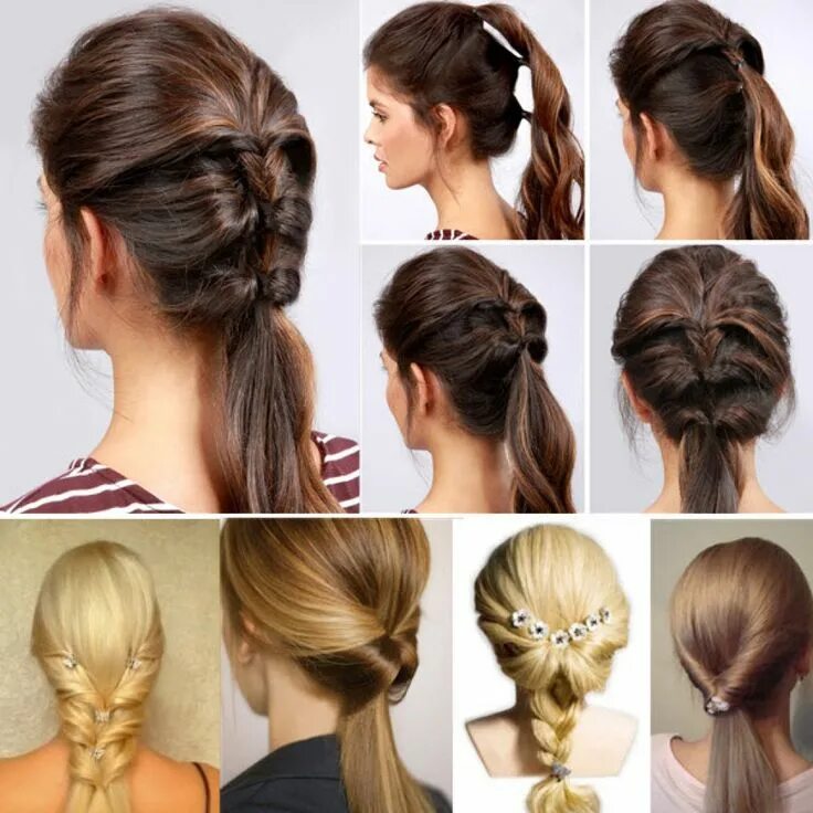 Прическа в офис на длинные 5 вариантов как сделать красивый хвост Diy hairstyles, Cool hairstyles, Hair sty