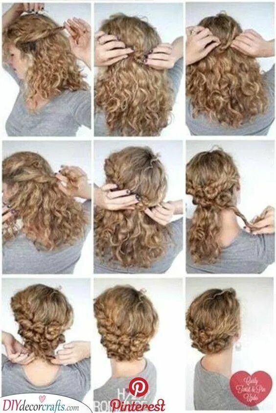 Прическа в школу на волнистые волосы Twisting and Pinning - Easy and Simple in 2020 Curly hair styles, Curly hair up,