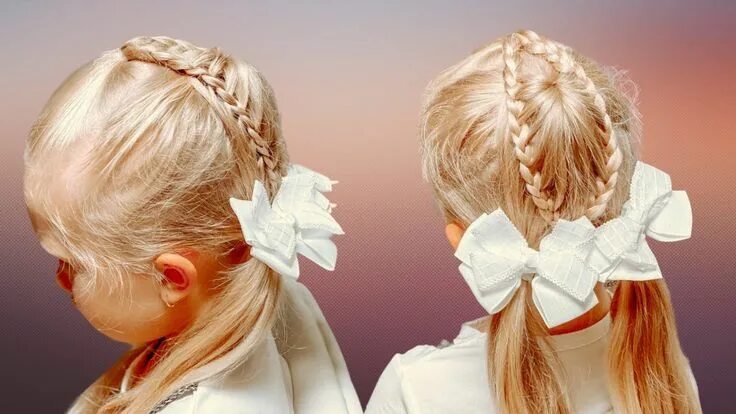 Прическа в школу с бантиками Beautiful hairstyle for school on September 1. Hairstyles with bows.