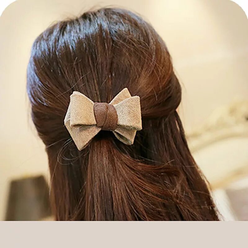 Прическа в школу с бантом заколкой Layer Flannelette Bows Elastic Hair Bands Rubber Rope for Women Girl Headwear Ha