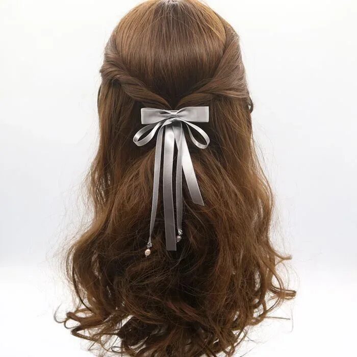 Прическа в школу с бантом заколкой Big Grosgrain Long Ribbon Bow Headband Bowknot Headbands Hair bands Head Wear Ha