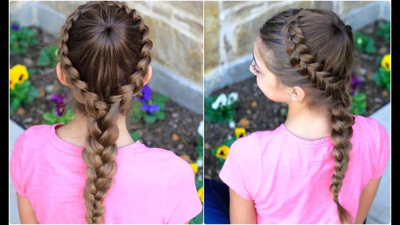 Прическа в школу старшекласснице Dutch Starburst Braid Cute Girls Hairstyles - YouTube