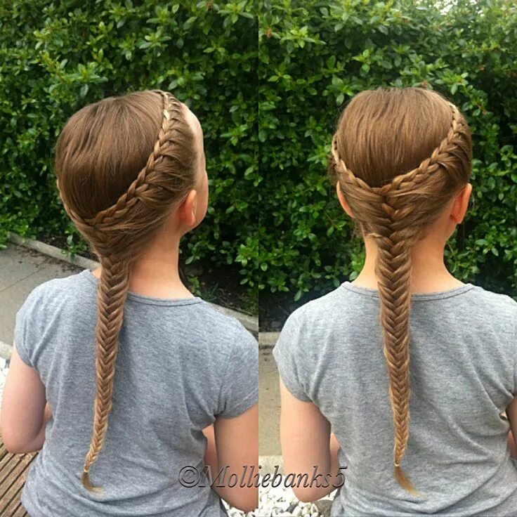 Прическа в школу заплести Lace braid into a fishtail braid by molliebanks5 Braided hairstyles, Cool braids