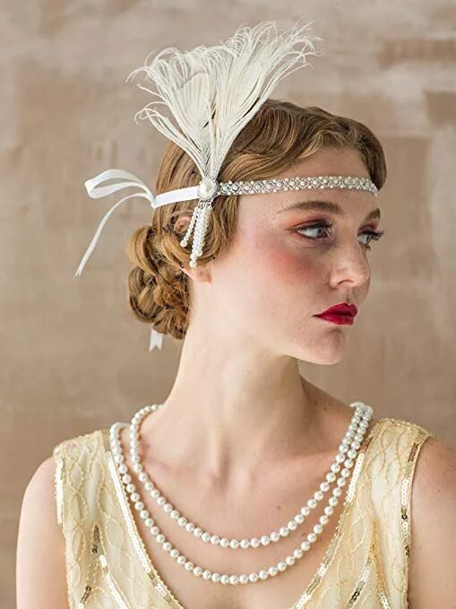 Прическа в стиле 20 х годов 1920s Headband, Headpiece & Hair Accessory Styles Vintage wedding dress 1920s, 1