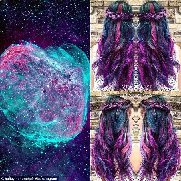 Прическа в стиле космос для девочки Galaxy hair' trend sees locks dyed in deep purples and blues Galaxy hair, Hair t