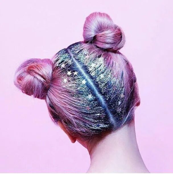 Прическа в стиле космос для девочки Crazy Hair Up Do Inspiration Hair Style Festival Inspired Glitter Parting Multic