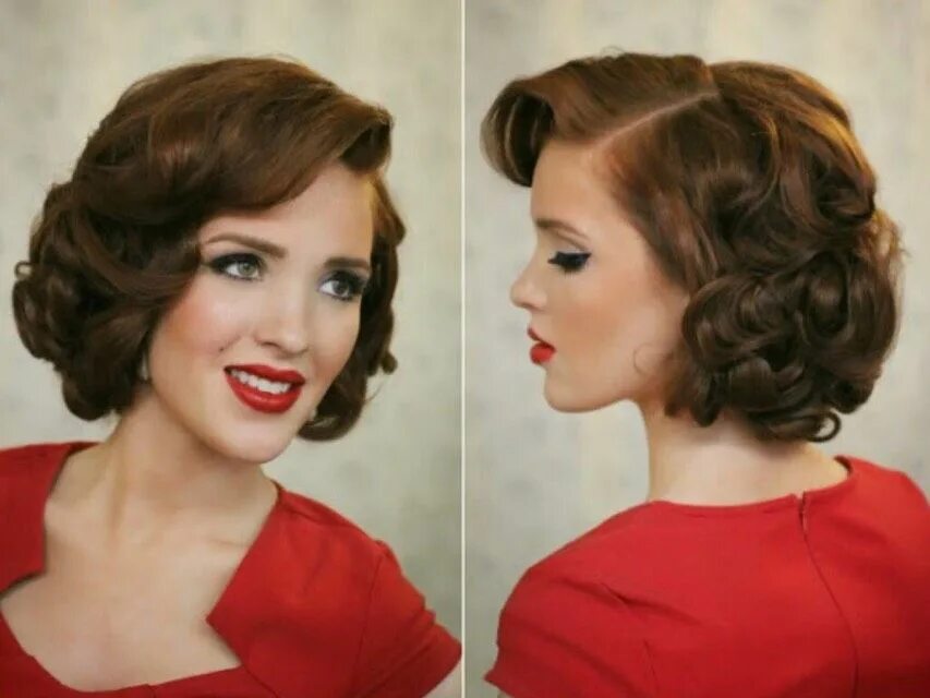 Прическа в стиле ретро на короткие волосы How To Get Beautiful Pin Curls With A Flatiron! So Easy :) Short wedding hair, 1