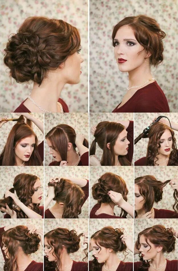 Прическа в театр на длинные волосы Прически на Новый год 2015 своими руками фото Wedding hairstyles, Long hair styl