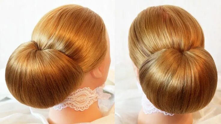 Прическа валик фото Бабетта на фатине Hair videos, Bun hairstyles, Hair styles