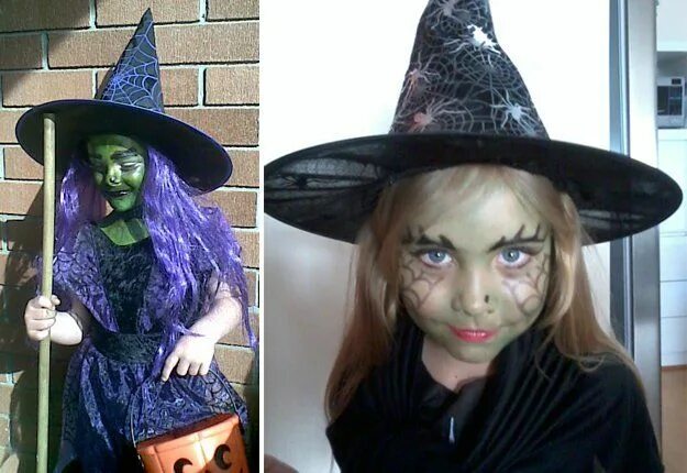 Прическа ведьмы на хэллоуин для девочки Great little witch costumes and witch face paint idea - Kids fancy dress ideas .