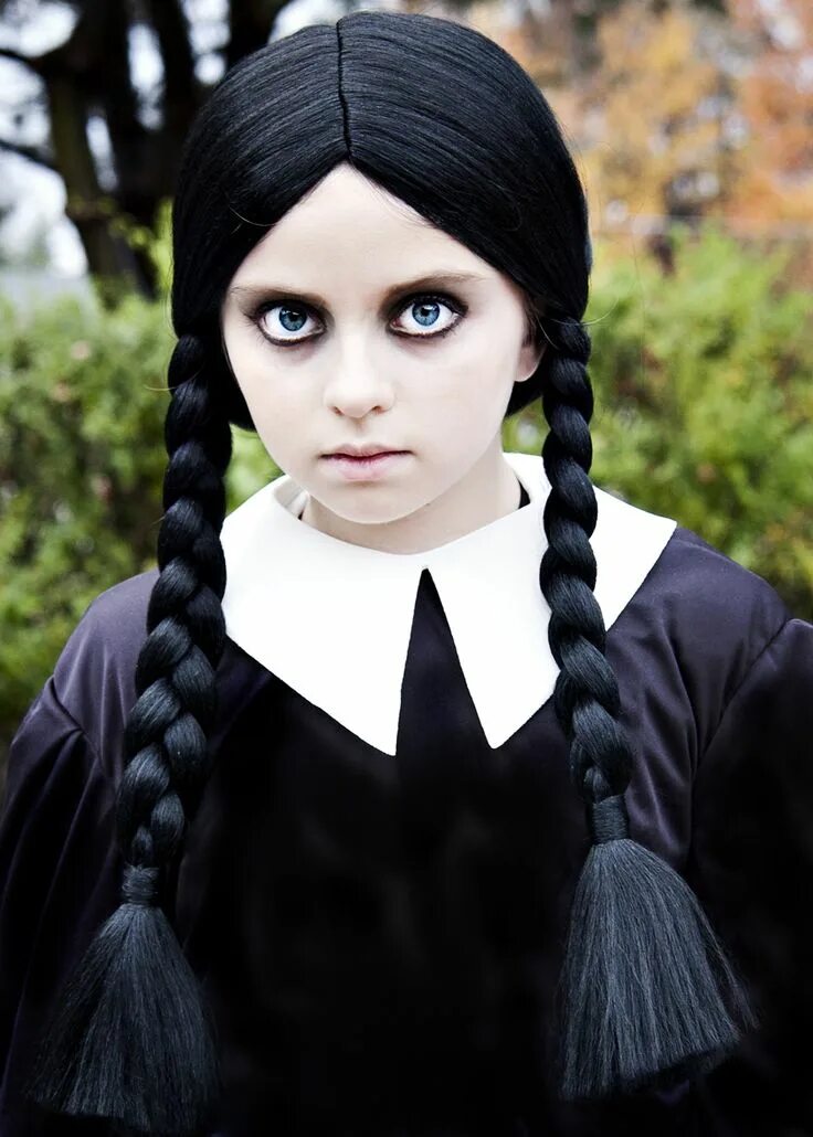 Прическа венсдей для девочки Wednesday Addams Halloween Costume Wednesday addams costume makeup, Wednesday ad