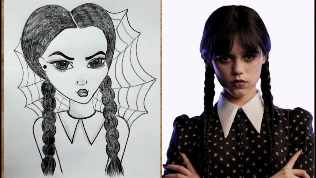 Прическа венсдей для девочки How to Draw Wednesday Addams Netflix Wednesday - YouTube