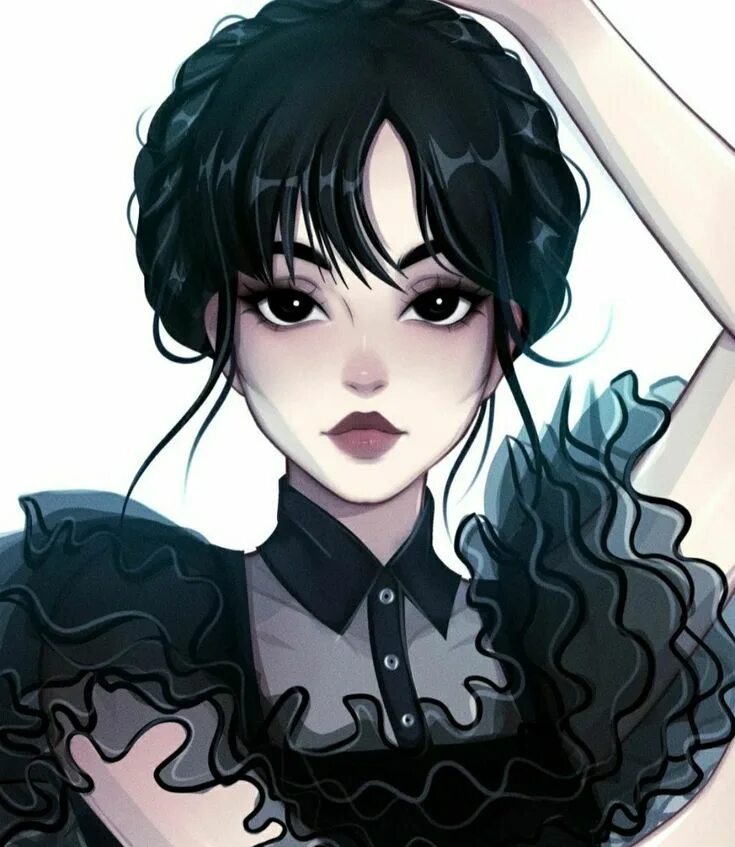 Прическа венсдей для девочки Wednesday Addam Wednesday addams, Digital art girl, Anime art girl