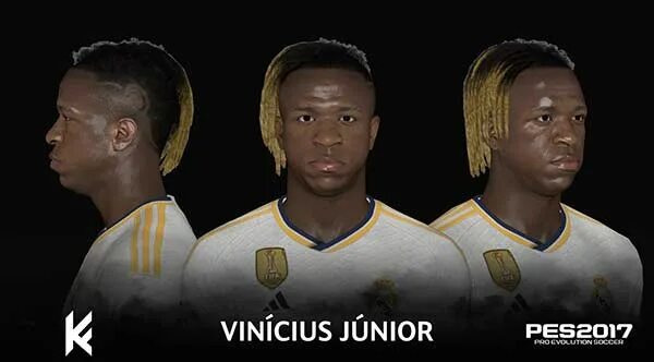 Прическа винисиуса джуниора 2024 PES 2017 Vinicius Junior 2024 by Kodigo Facemaker, патчи и моды