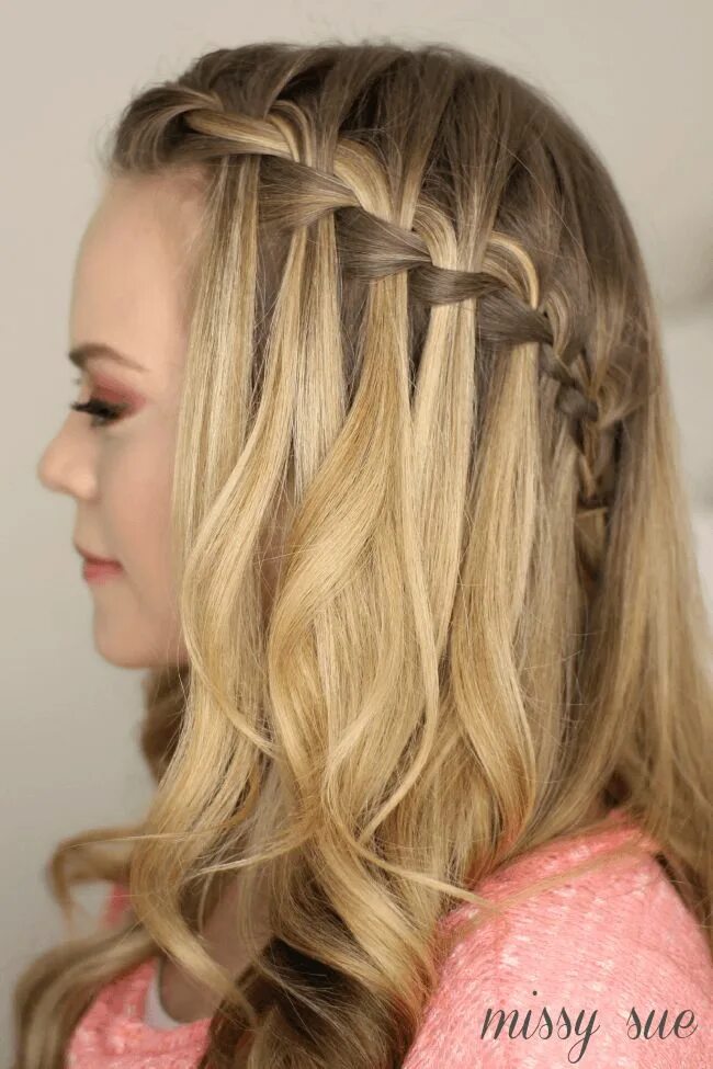 Прическа водопад короткие волосы How to do a Waterfall Braid Waterfall braid hairstyle, Straight hairstyles, Down