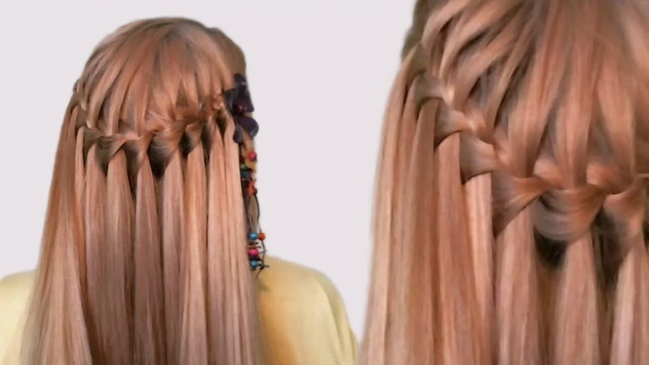 Прическа водопад короткие волосы Hairstyle French Waterfall for Medium Long Hair Tutorial Прическа Французский Во