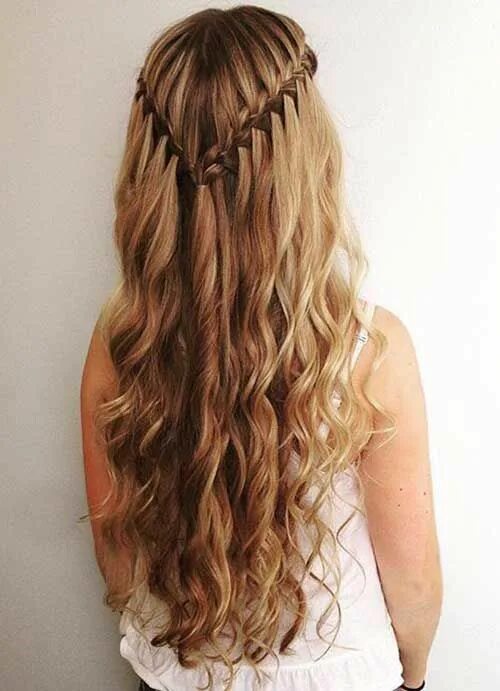 Прическа водопад на длинные Pin on Peinados Waterfall hairstyle, Cool braid hairstyles, Long hair styles