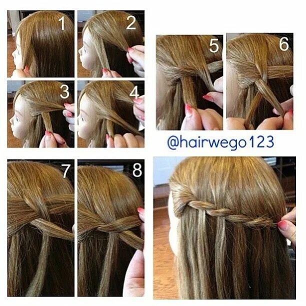 Прическа водопад на длинные пошагово WEBSTAGRAM Hair styles, Waterfall braid tutorial, Hair designs