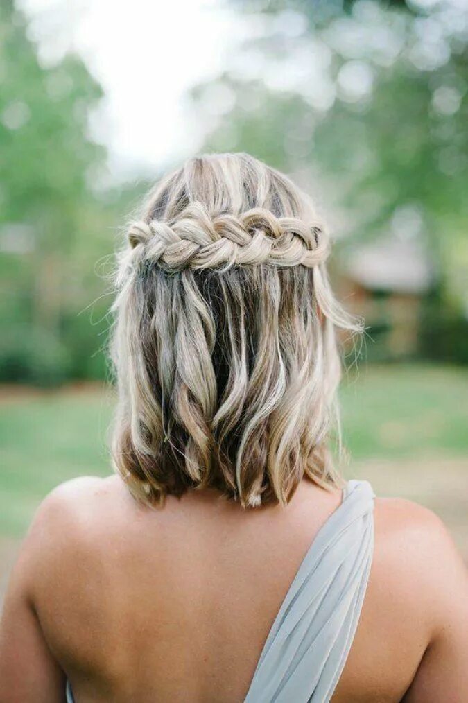 Прическа водопад на короткие волосы Dominio Caducado Braids for short hair, Short hair styles, Short wedding hair