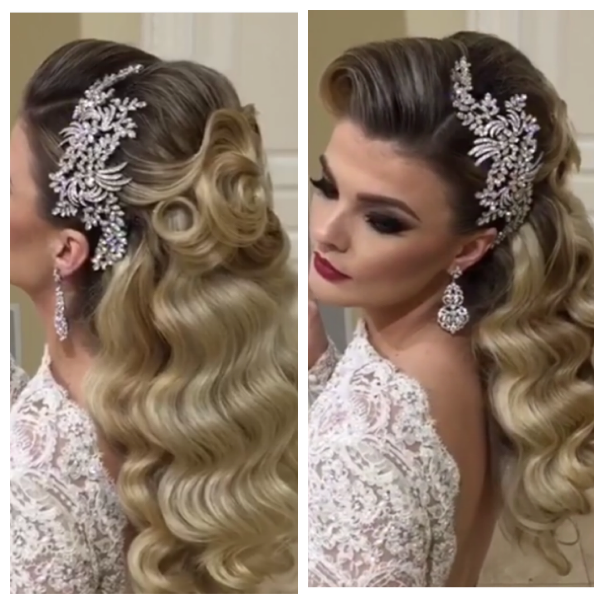 Прическа волна на длинные волосы на свадьбу Love this hair piece! Bridal hair, Bridal hair and makeup, Hollywood hair