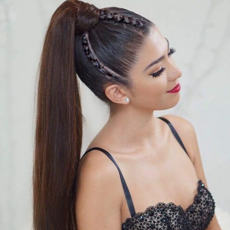 Прическа высокий хвост Pin de Betsy Tapia en hairstyles Trenzas con cola alta, Peinado con cola de caba