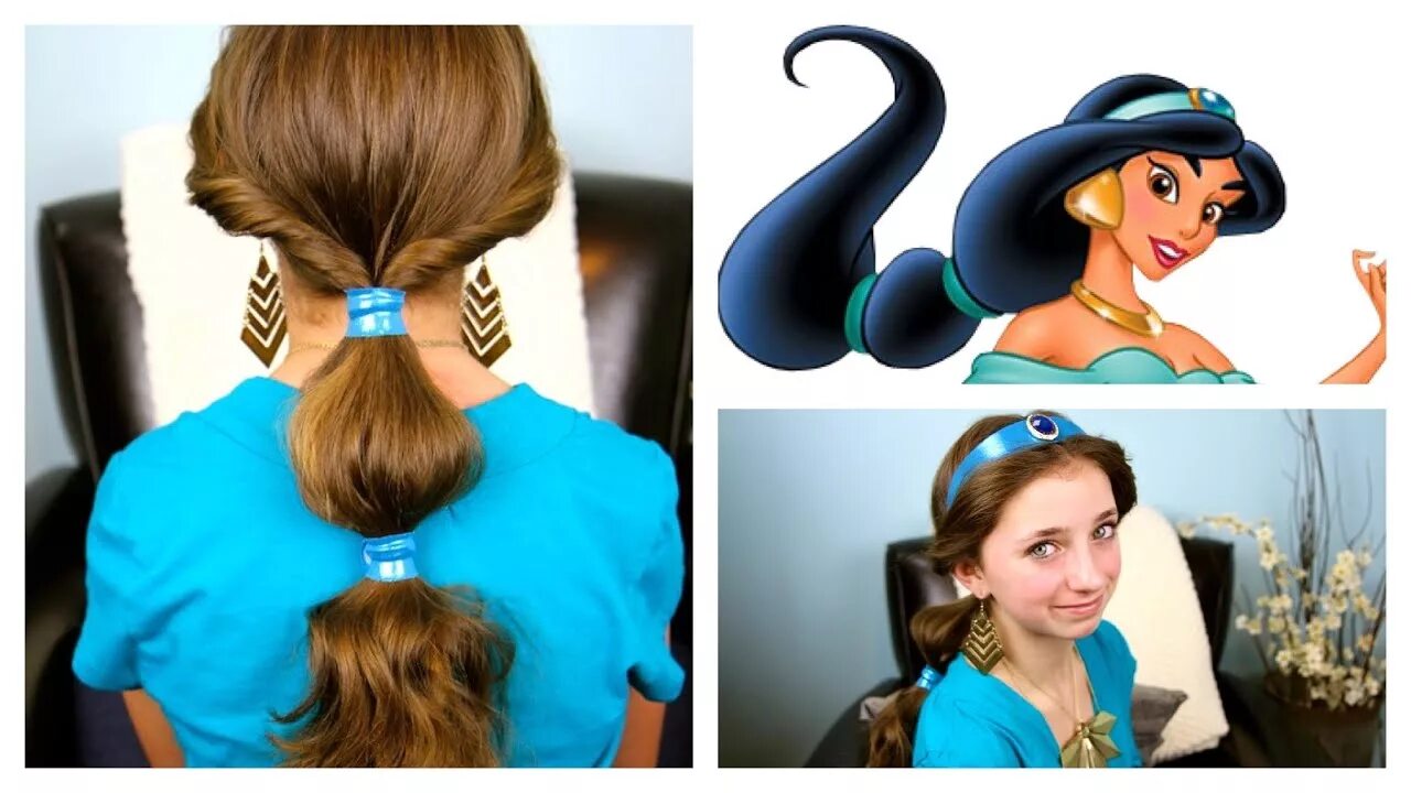 Прическа жасмин для девочки Jasmine Hairstyle Tutorial A CuteGirlsHairstyles Disney Exclusive - YouTube