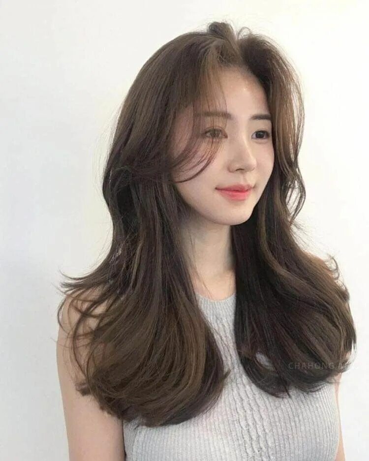 Прическа женская корея Korea hair 긴 머리 헤어스타일, 앞머리 있는 머리, 긴 머리 레이어