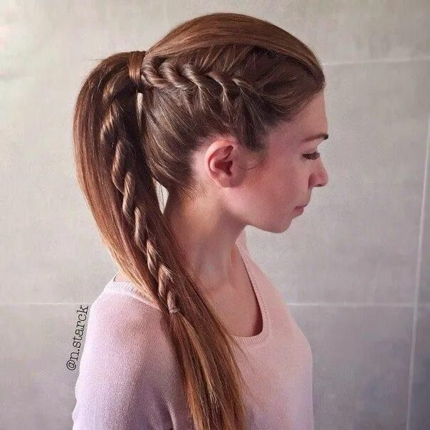 Прическа жгутики на длинные Latest Hair Styles #9 Rope braided hairstyle, Straight ponytail hairstyles, Stra