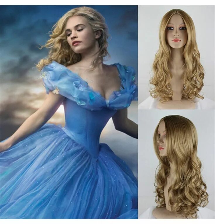 Прическа золушки для девочки Disney Princess Cinderella Long Curly Hair Cosplay Wig Cinderella dresses, Disne