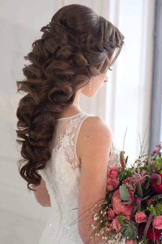 Прически 14 long wavy wedding hairstyles 2 via yuliya vysotskaya Braided hairstyles for wedd