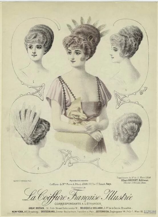 Прически 1910 х годов La coiffure française illustrée - NYPL Digital Collections