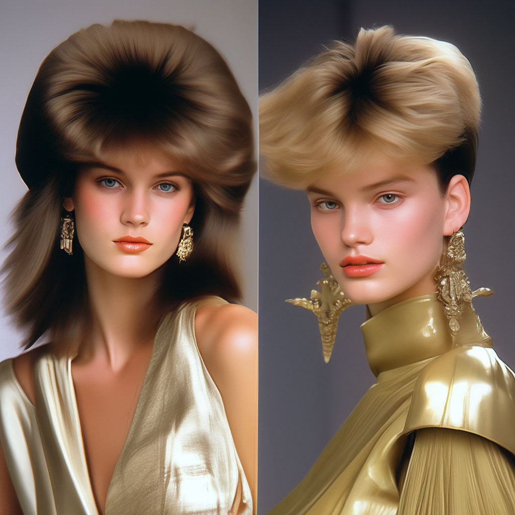 Прически 1980 года "Fashionable hairstyles of 1980" - image created in Shedevrum