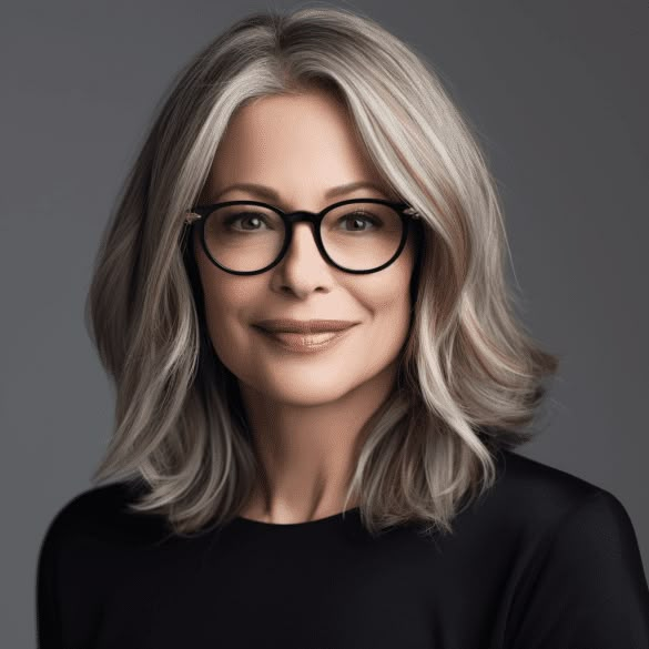 Прически 2024 женские 60 Woman 60 years old wearing glasses with Subtle Balayage hair in 2024 Medium hair