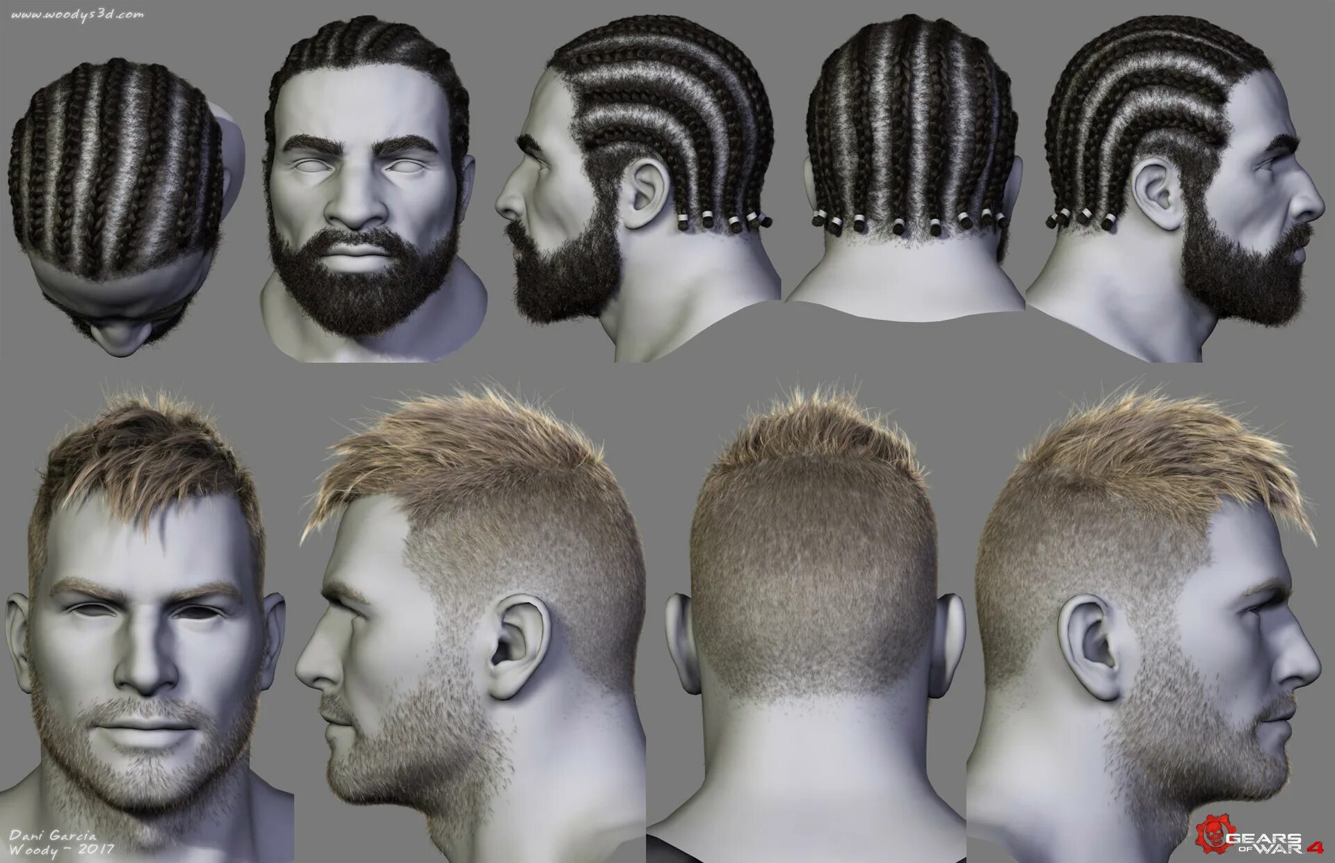 Прически 3 4 ArtStation - Gears of War Hairstyles 03