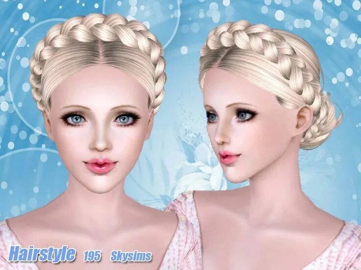 Прически 3 4 Hair 195 for Females by Skysims at TSR - Looks like Princess Leia`s hair from St