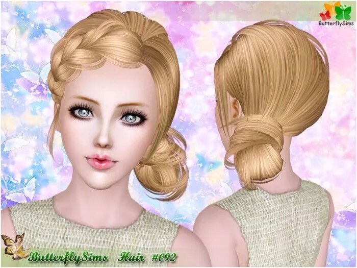 Прически 3 4 D convert F short braided hair by Yoyo - Free Sims 3 Hairstyles Downloads Butter