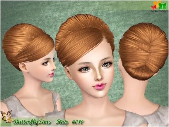 Прически 3 4 Free female hair 080 by MIAO at Butterfly Sims - Sims 3 Finds Sims, Sims 3, Wome