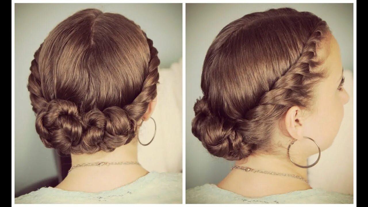 Прически 9 класс Double-Twist Bun Updo - YouTube