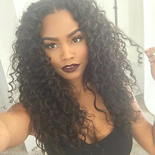 Прически афро кудри на длинные волосы WoWEbony Invisible HD Transparent Remy Hair Loose Curl Lace Front Wigs HDSS03 In