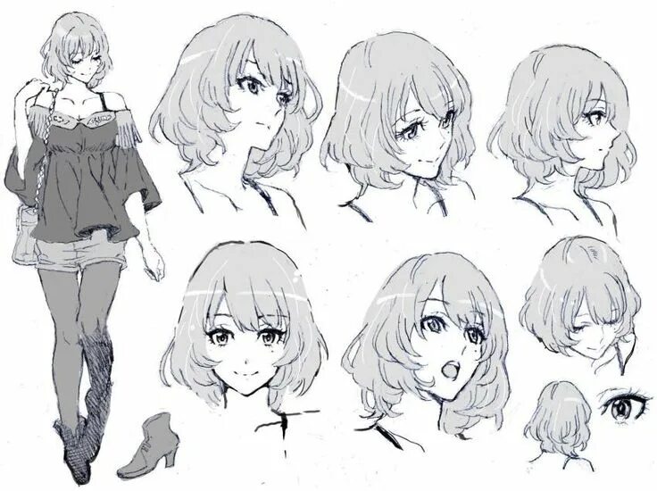 Прически аниме девушек каре Pin on REFERENCE Character art, Character drawing, Anime sketch