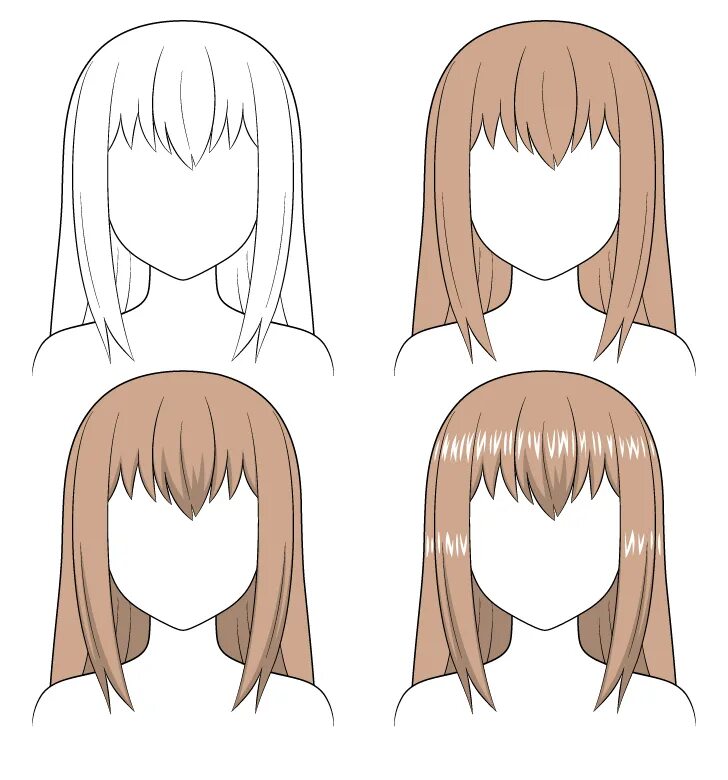 Прически аниме длинные челки How to Shade Anime Hair Step by Step - AnimeOutline How to draw anime hair, Anim